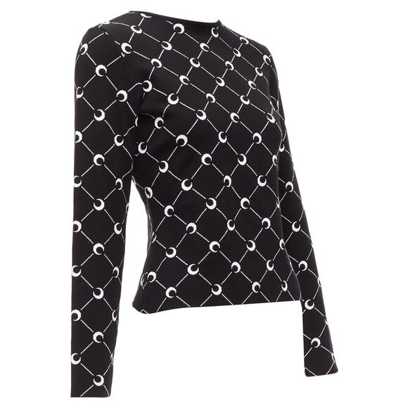 Marine Serre Crescent Moon knitted long slevee sweater top